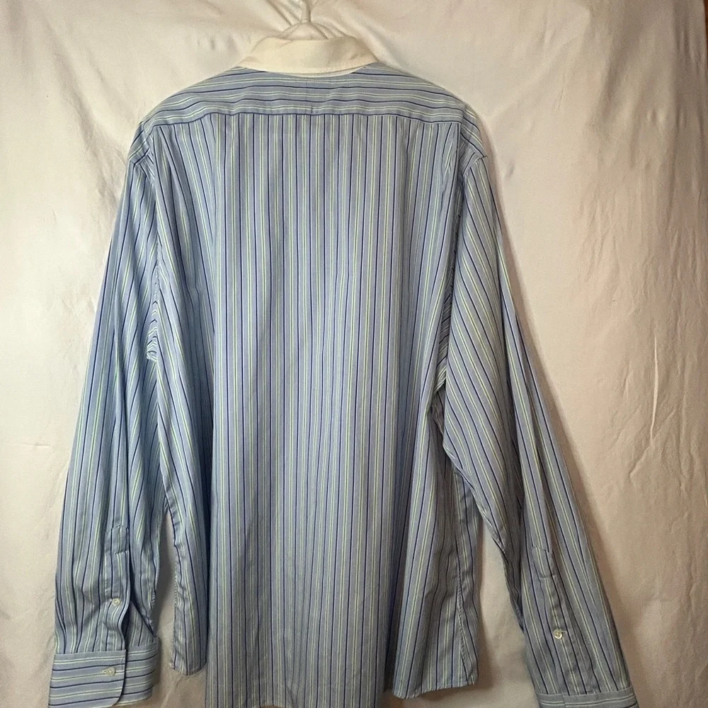 Polo Ralph Lauren Mens Contrast Stripe Dress Shirt Blue Green Navy XXL - Picture 2 of 7